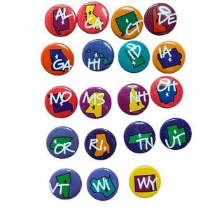 American Girl Doll Grin Pins US States Pleasant Company Retired 1994 Lot of 19